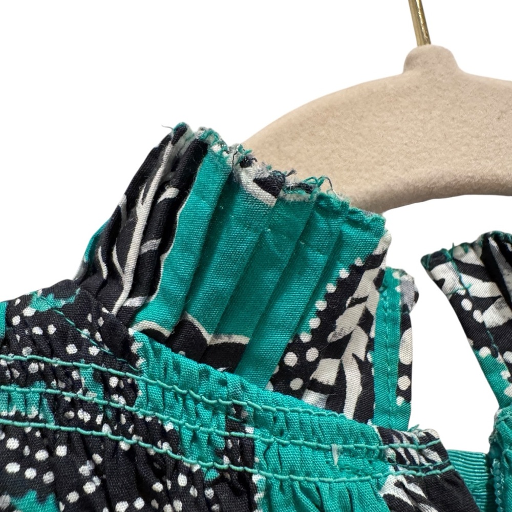 Love the Label Mini Dress Boho Floral Resortwear Preppy Green Black Sz S - Picture 16 of 16